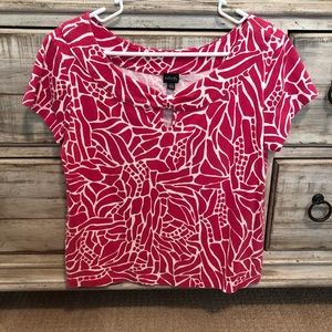 Rafaella Dark Pink & White Knit Top - Size Petite Large